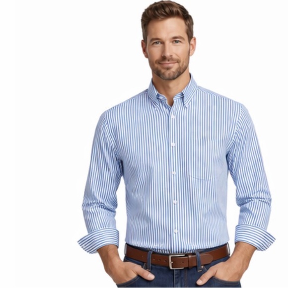 Other - Men's Blue Stripe Button-Down Shirt